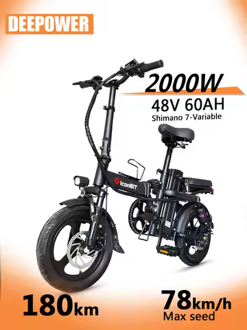 DEEPOWER Mini Foldable Ebike 400W 48V 30AH Removable Battery Multi-shock-absorbing Urban Electric Bicycle Bike for Aldult
