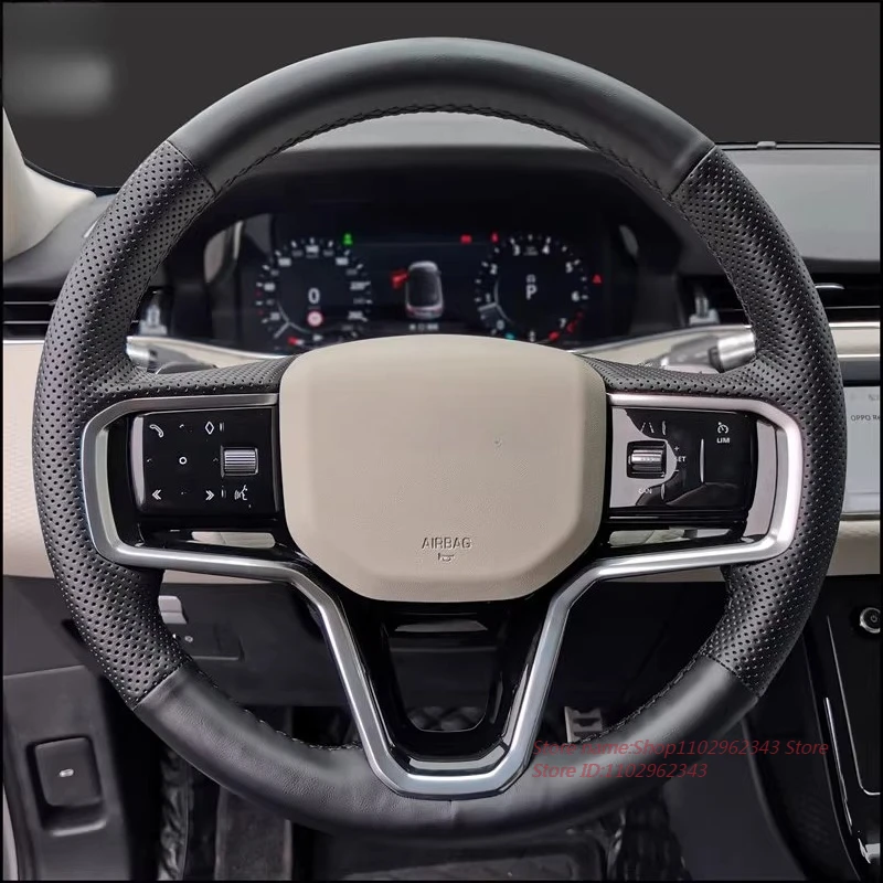 Hand-Stitched Non-slip Durable Suede Nappa Leather Steering Wheel Cover For Land Rover Range Rover Evoque L Velar Car Accessory