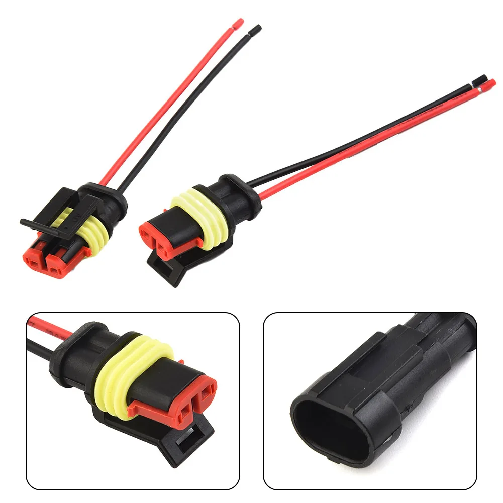 10pcs 2-Pin 12V Wire Connectors with 20 Male 20 Female Terminals and 40 Silicone Boots for Secure Cable Entry and Strain Relief