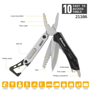 Maarten Multitool Aço Inoxidável Multi Ferramenta, Canivete com Chave de Fenda, Alicate Multitool, Equipamento de Sobrevivência, 9 em 1 6 principais vendas canivete multiferramenta - №6