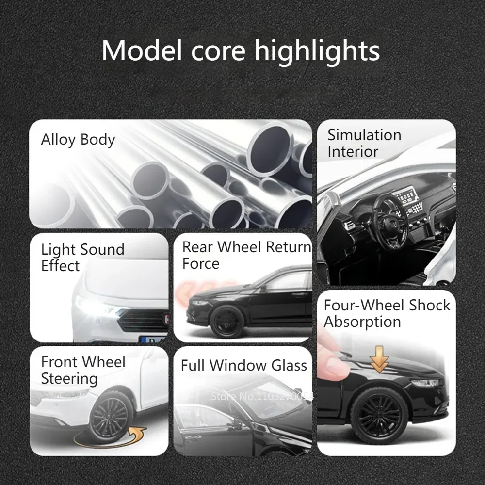 Modèle de voiture Honda Accord CIVIC TYPE-R, jouets en alliage moulé sous pression, 6 portes ouvertes, son et lumière, jouets à tirer, cadeaux d'anniversaire pour enfants, 1/32