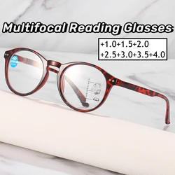 Round Frame Progressive Glasses Men Ultralight HD Multifocal Reading Glasses Ladies Women Blue Light Blocking Presbyopia Eyewear