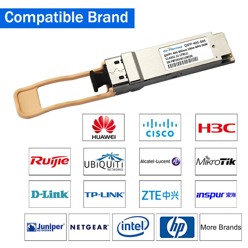 Imagem -02 - Qsfp Fibra Switch Módulo 40gbase-sr4 850nm Mpo Mtp Mmf Qsfp Transceptor Óptico Módulo Compatível Huawei Cisco Qsfp40g-sr4 40gb