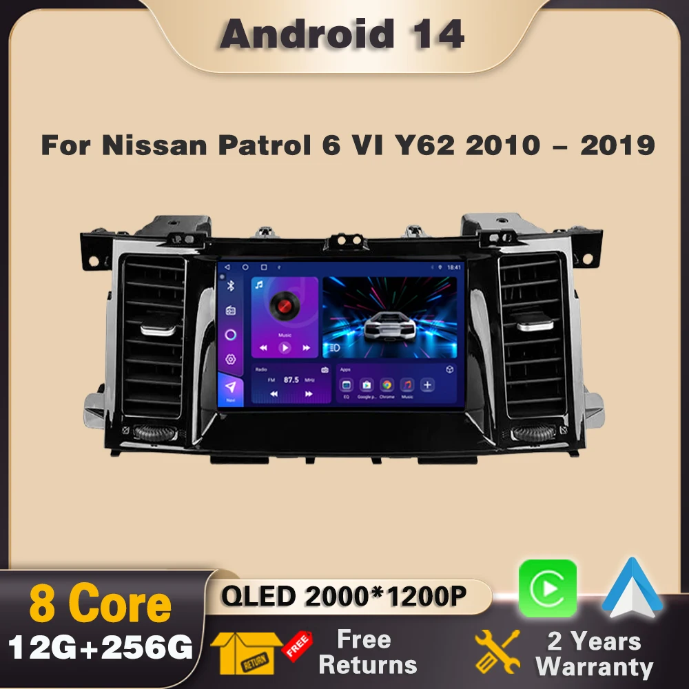 

Android 14 Car Radio Carplay For Nissan Patrol 6 VI Y62 2010 - 2019 Multimedia Video 4G WIFI Autoradio Navigation Player GPS dvd