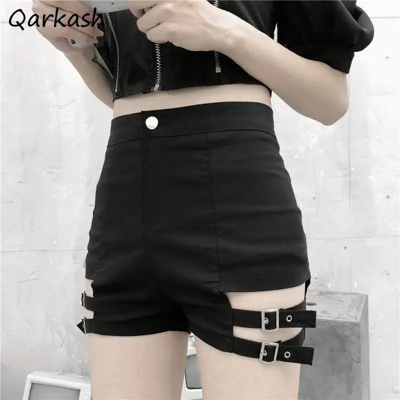 Black Skinny Shorts for Women Sexy Bandage Stretchy Fashion Hotsweet Breathable High Waist Personality Streetwear Chic Summer