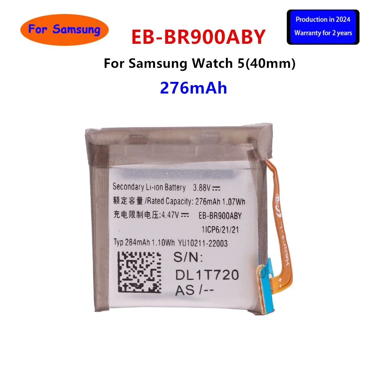 Brand New EB-BR900ABY 276mAh Battery For Samsung  Watch 5 40mm SM-R900 Smart Watch Batteries +Tools