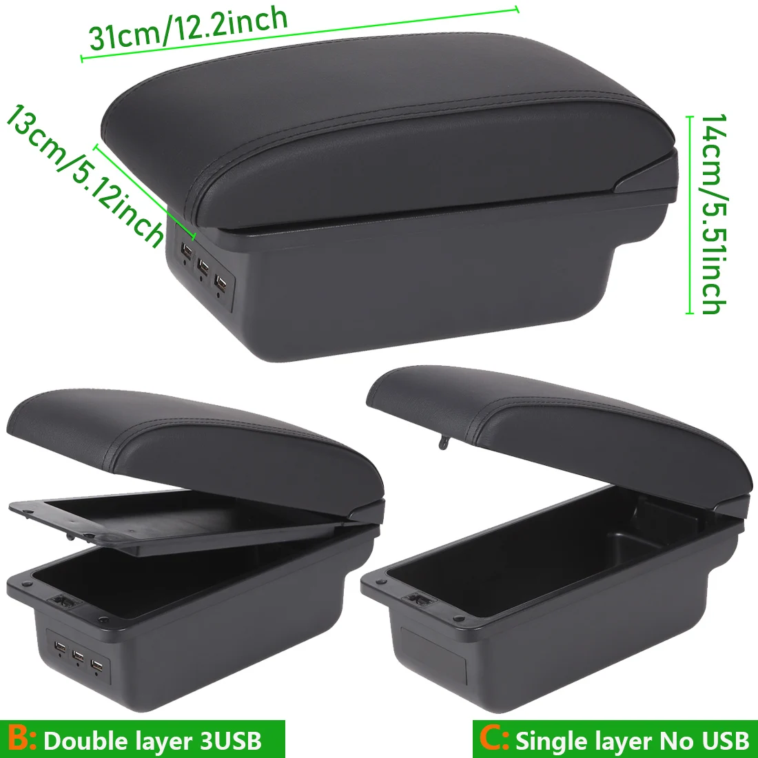 لهوندا BR-V مسند الذراع لهوندا BRV مسند ذراع للسيارات صندوق تخزين مركزي محتوى صندوق تخزين الذراع قطع غيار السيارات USB تهمة #3