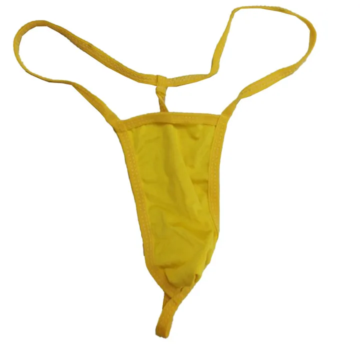 

1pc Mens Soft Elastic Thin Strap Thongs Underwear See-through Mesh G-Strings Briefs T-back Panties (yellow Not Transparent)