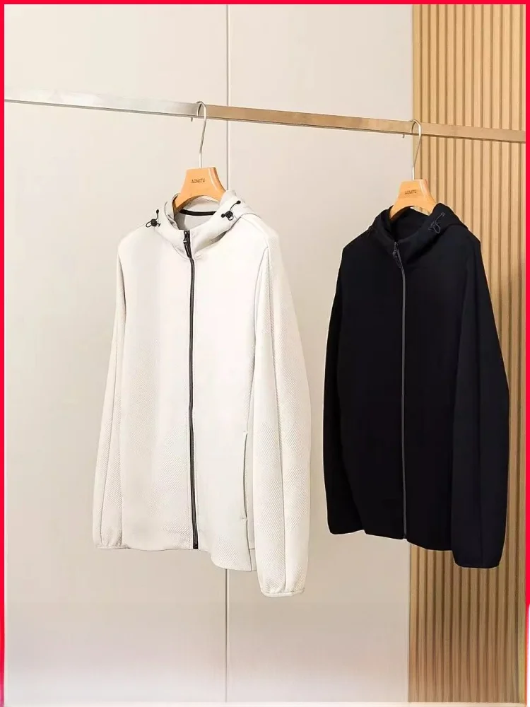 

High-End Men's Wool Hoodie Jaet Casual mat Autumn Winter Outerwear Zipper Closure Warm Stand Fit Faion Urban Sle