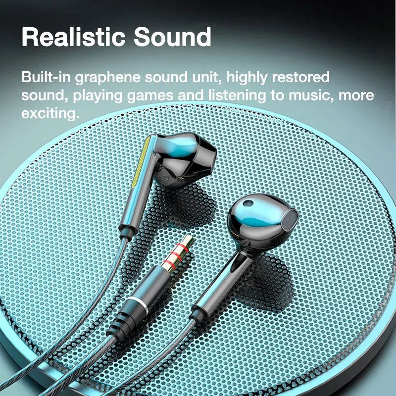 Wired Headphones Heavy Bass In Ear Headphone with Mic Stereo Mobile Earphone Earbuds Wire Game Headset 3.5mm Phone Earphones