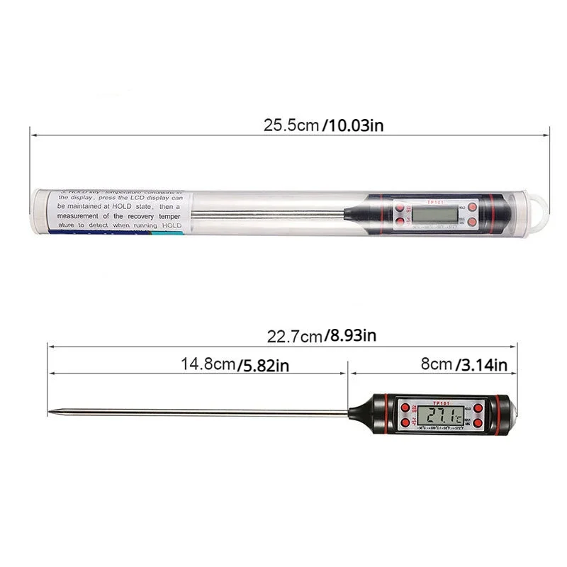 Professional Food Thermometer Baking Temperature Measurement Barbecue Water Oil Cooking Meat Digital 304 Stainless Steel Probe