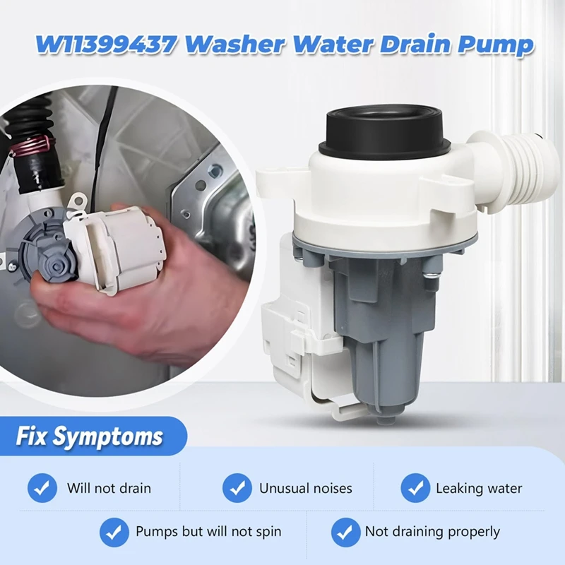 AB15-W 11399437   مضخة تصريف مياه الغسالة متوافقة مع جزء استبدال غسالة Maytag Whirlpool Kenmore Crosley