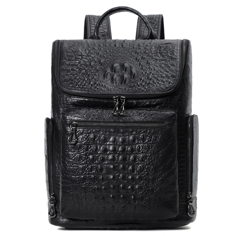 Men 15.6 inch Laptop Backpack Genuine Leather Crocodile Men Backpack Multifunction Schoolbags For Teenager mochila masculina