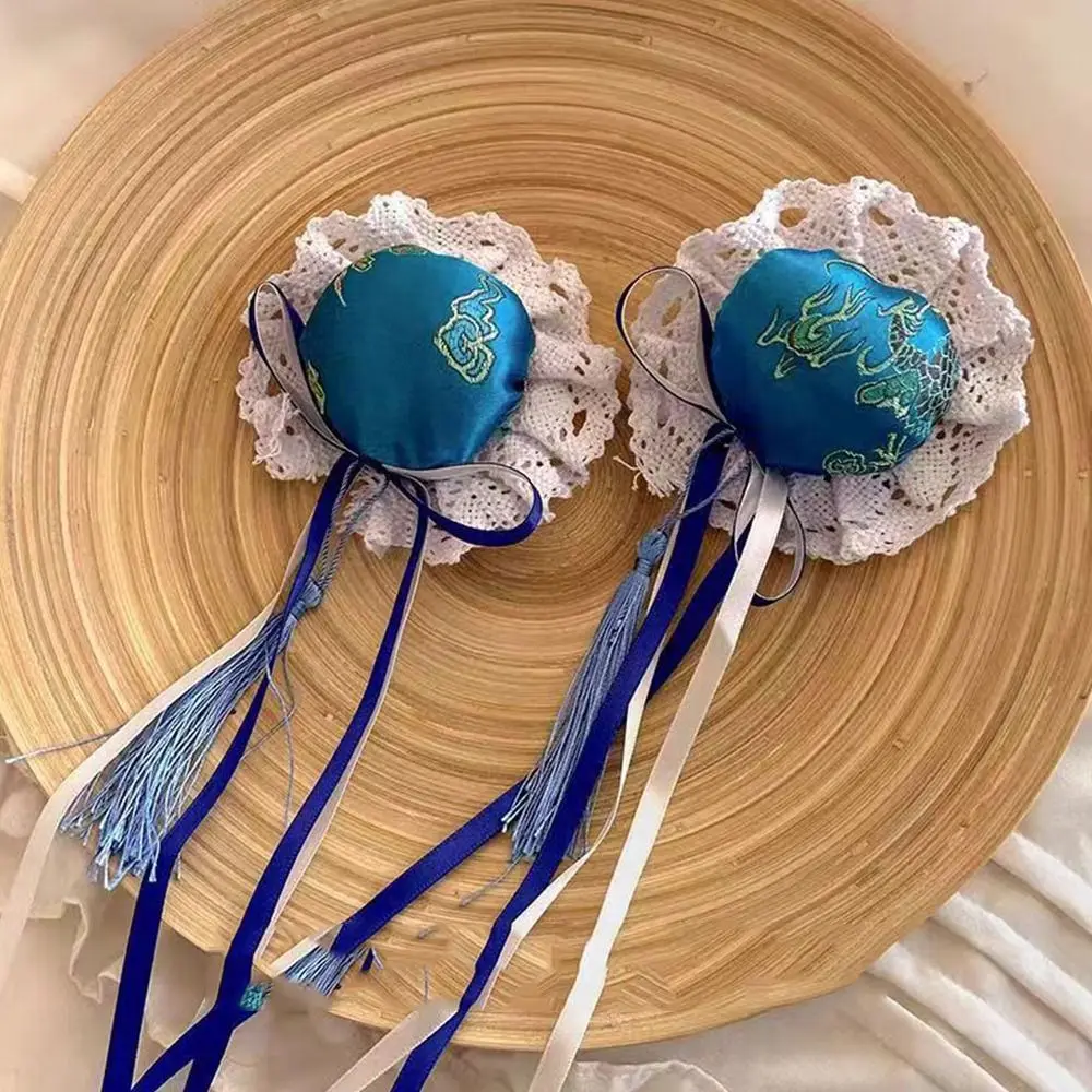 

Lace Bow Chun-Li Hair Bun Clip Cloth Cheongsam Headdress Chinese Style Hairpin Hair Accessories Barrettes Cosplay Headwear Daily