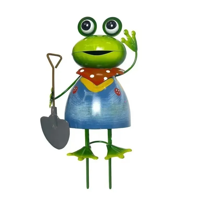 Cartoon-Frosch-Figur, Metall-Hängeornament, wasserdichte Eisenkunst-Dekoration für Terrasse, Garten, Hof, Rasen – Detail 9