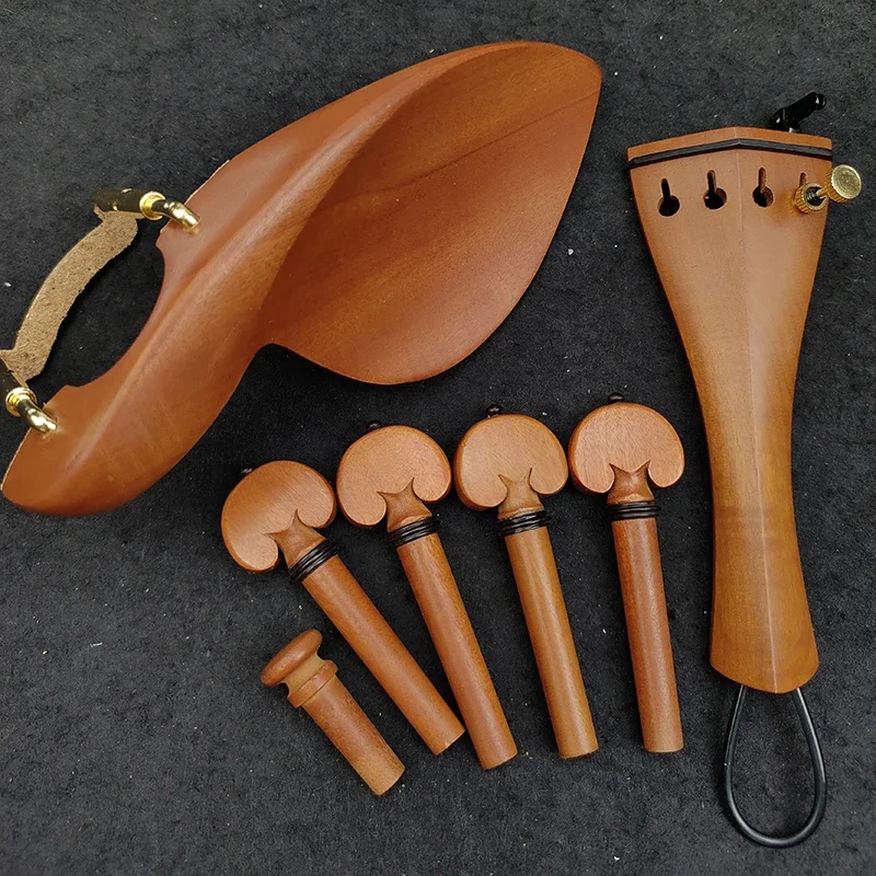 

Violin Parts Pegs with Clamp Finetuner, Pegs,Tail Piece, Gut Chin Rest, 4/4, Accessories, Jujube Wood, 1 Set，new