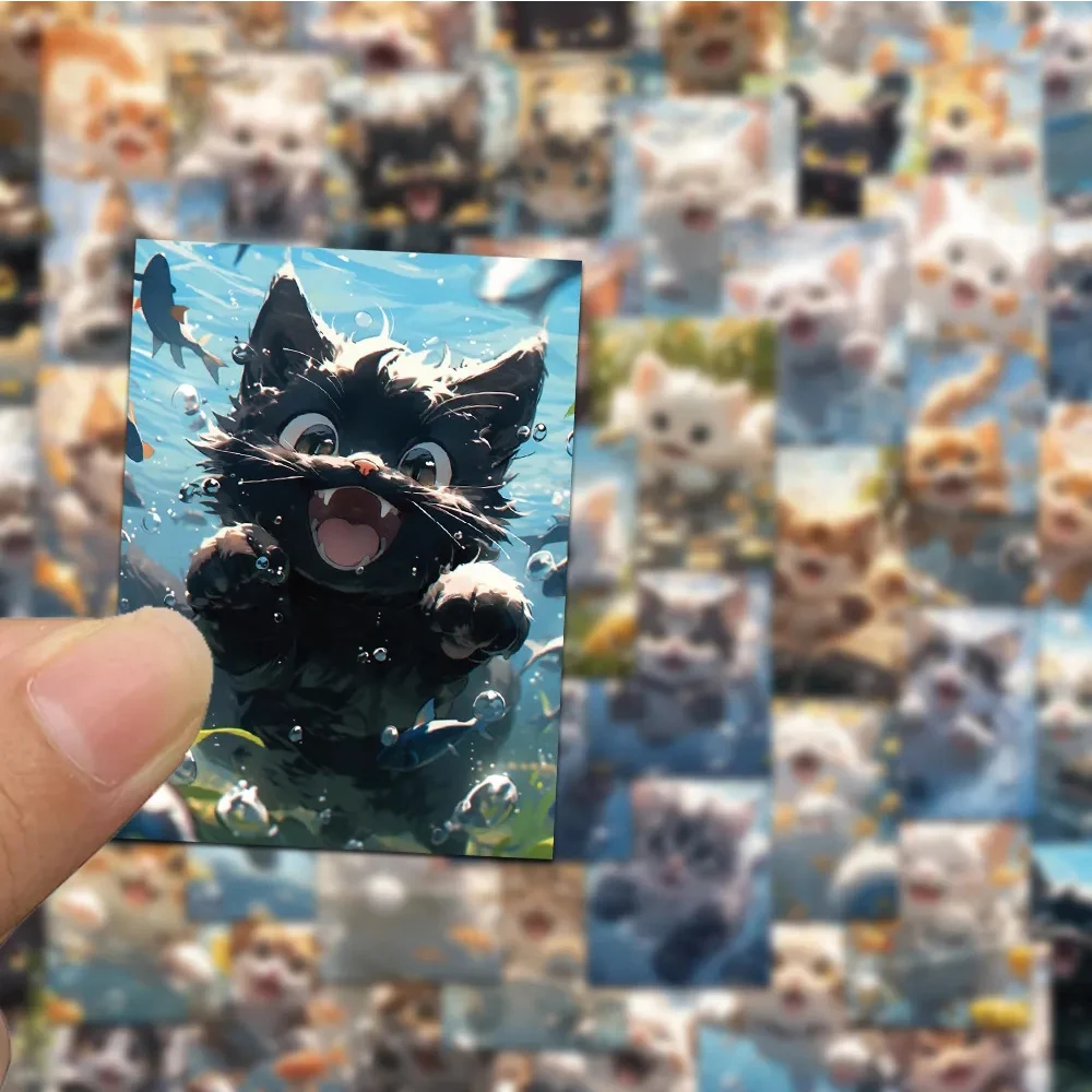 

10/30/50pcs Cartoon Swimming Cat Stickers Cute Creative Graffiti Decal Waterproof DIY Luggage Phone Guitar Anime Sticker Packing