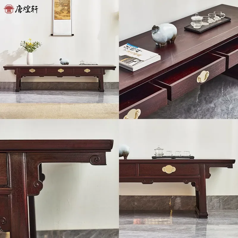 For Mahogany Furniture Sandalwood Three Drawer TV Cabinet Solid Wood Living Room Floor Storage Cabinet Chinese