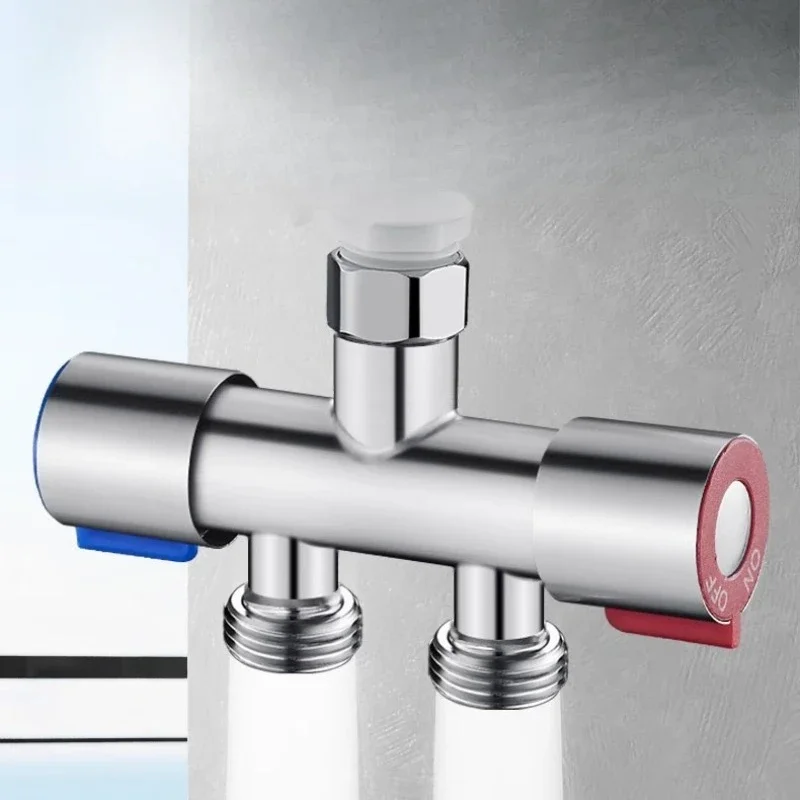 Washing Machine 2 Way Tee Adapter, No Disassembly Union Diverter Valve, One In Two Out Angle Valve Water Splitter