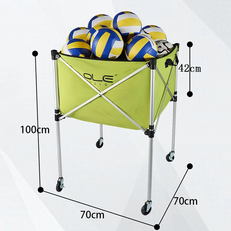 Foldable Volleyball Storage Cart Large Capacity Volleyball Coach Car Movable Durable Volleyballs Cars Portable Sports Accessory