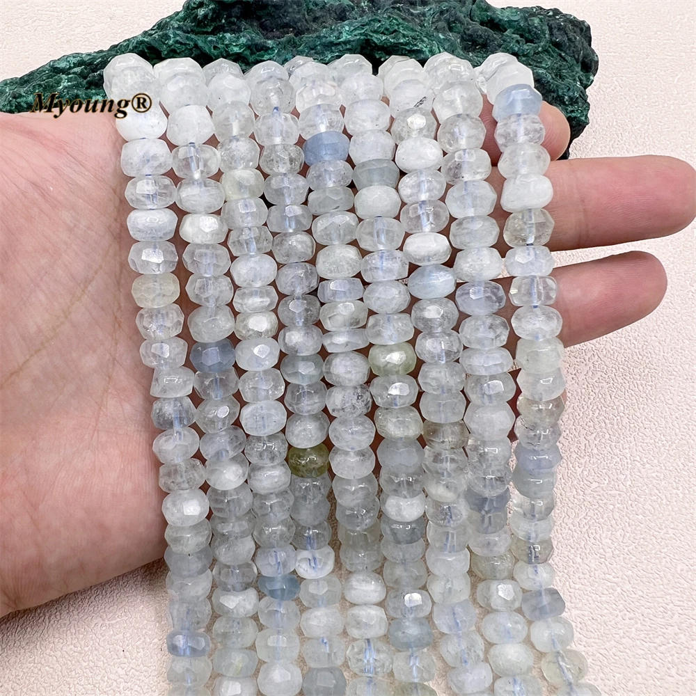 Faceted Natural Brazil Aquamarines Rondelle Beads,5x8-9MM Stone Wheel Nugget Beads For DIY Jewelry Making MY230502