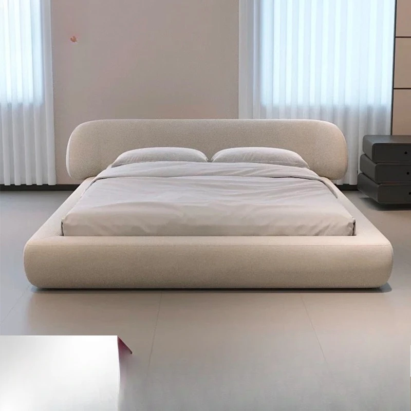 

Cream cotton and linen fabric surrounded by high-end large bed master bedroom double bed 1.8 meters