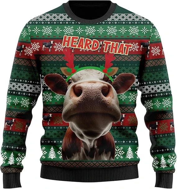 Divertido vaca CUARD That gráfico feo suéter de Navidad 2026 fiesta de vacaciones suéteres Unisex sudadera Feliz Navidad regalo jerseys Tops