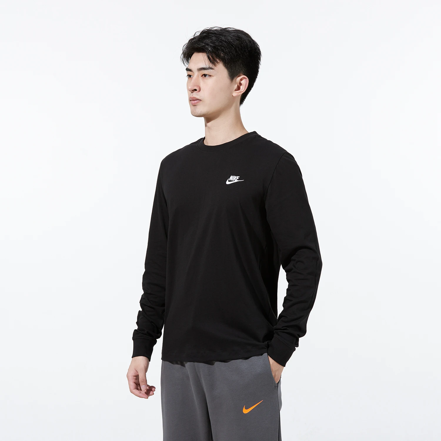 نايك ملابس رياضية رجالية قطن بأكمام طويلة تي شيرت طبقة أساسية رقيقة مريحة للتنفس Ar5194-010 #3