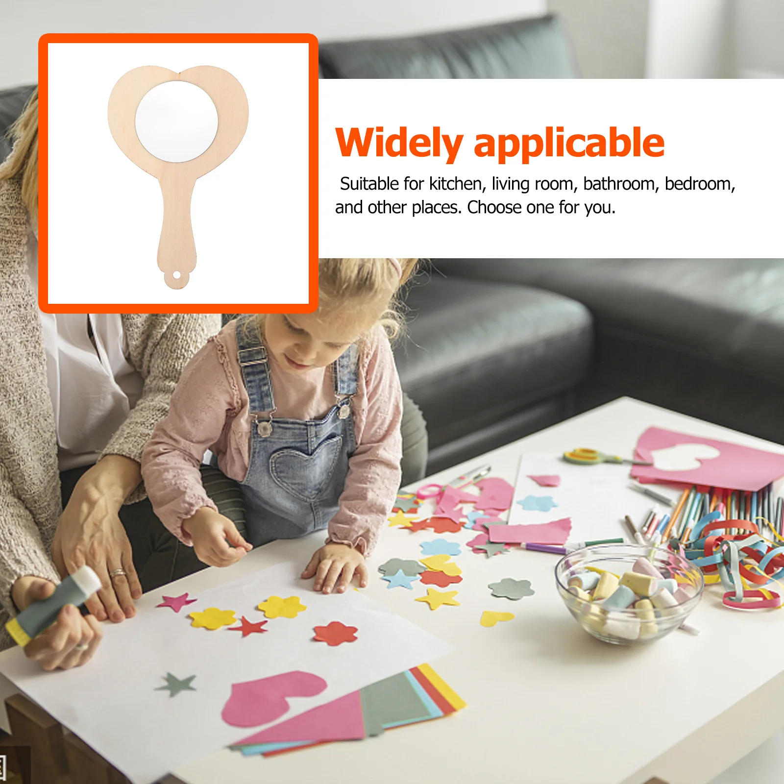 10 pezzi fai da te specchio a forma di cuore in legno per bambini kit di pittura portatile incompiuto trucco tavolo decorativo display artigianato educativo