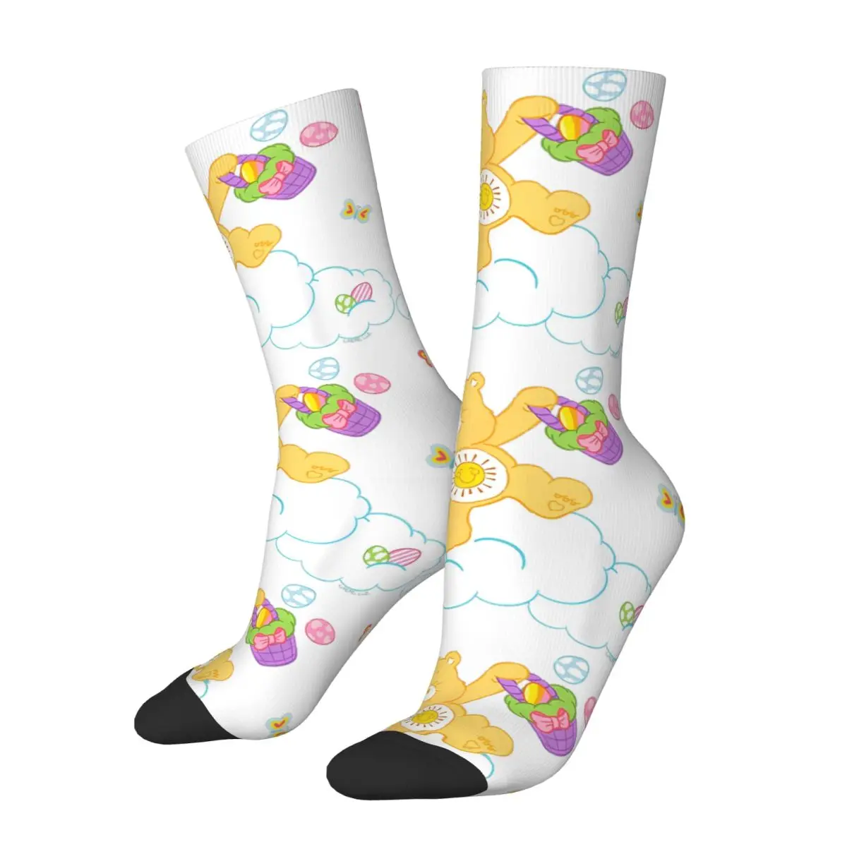 

Men Socks Harajuku Care Bears Easter Egg Hunting With Funshine Bear Sock Polyester Skateboard Sock Spring Summer Autumn Winter