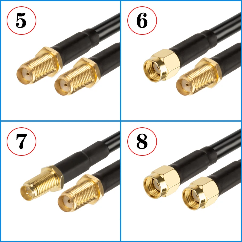 Câble coaxial RG58 SMA mâle vers SMA mâle femelle, connecteur Pigtail, câble coaxial SMA vers SMA Bois mâle, ligne de câble 0.3M-30M