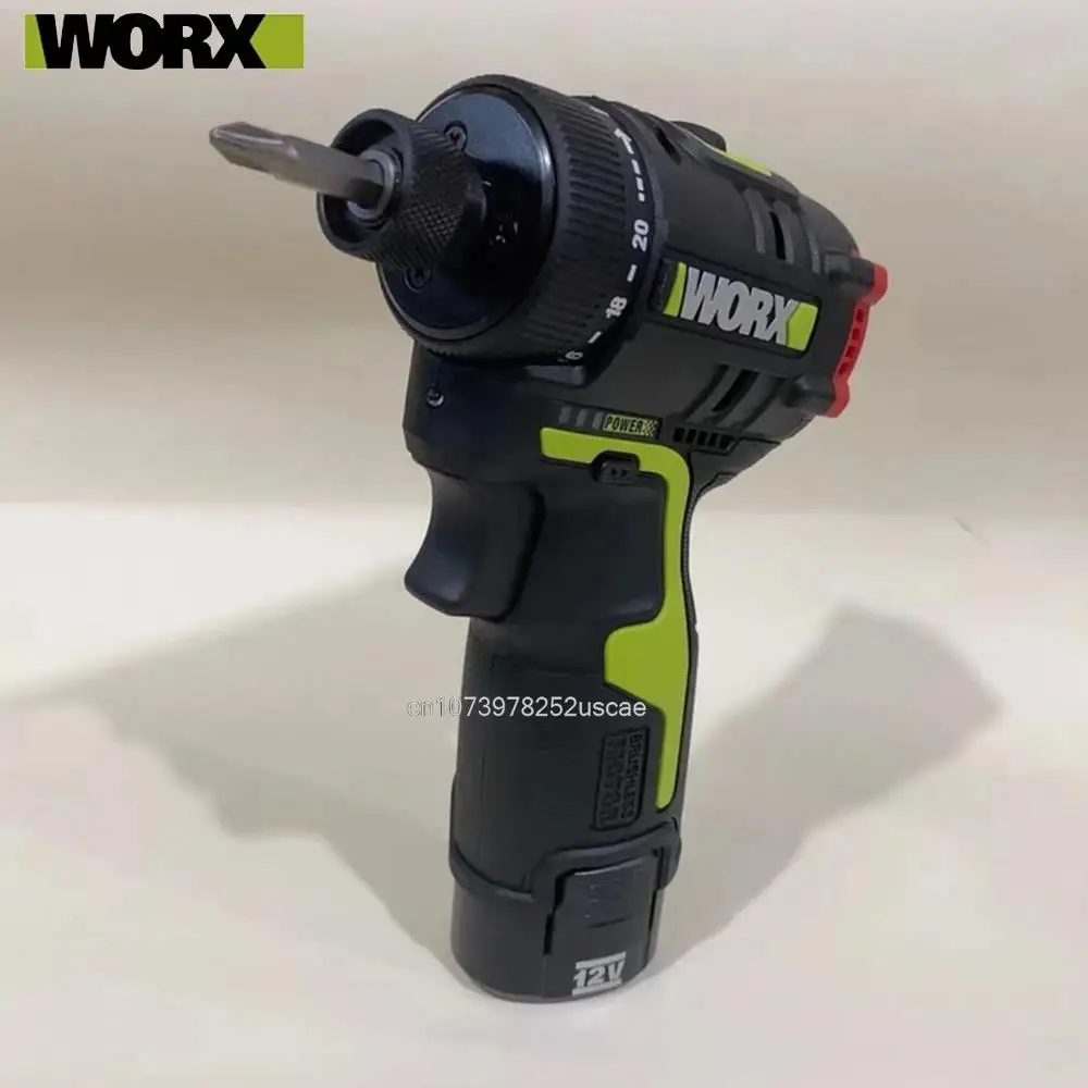 Worx WU129 Cordless Screwdriver Dual Speed 40Nm 12v 1800rpm Brushless Motor Adjust Torque Univeral Green Battery Pack