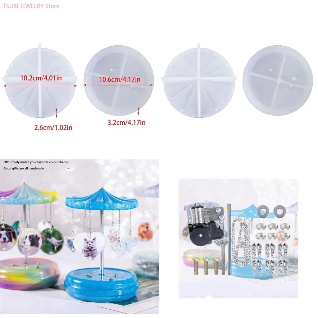 

62KE Handmade Silicone Carousel Mold For Unique Resin Art And Decorative Items Music Box Epoxy Resin Mould