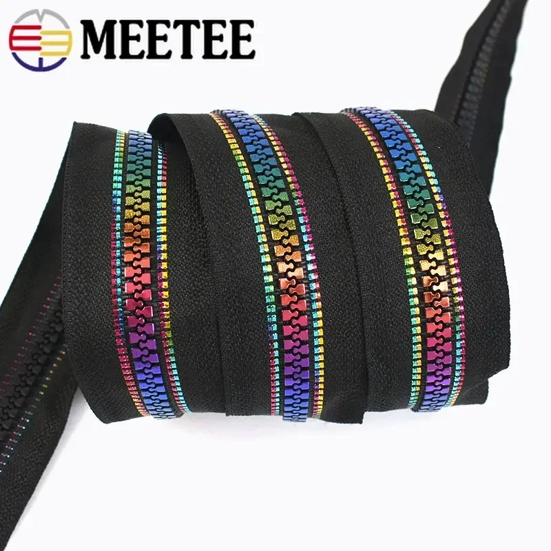 

2/5/10M 5# Resin Zipper Tape Rainbow Decorative Zip Continuous Zippers Roll for Bag Jacket Clothes Zips DIY Sewing Accessories