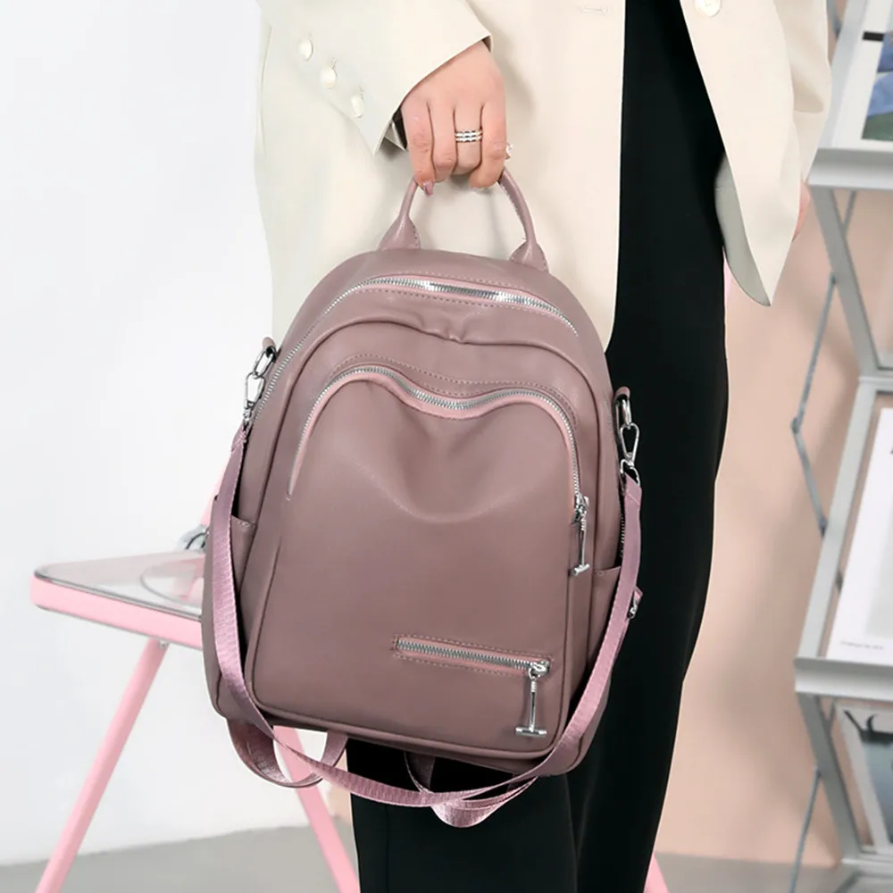 Sac à dos en cuir PU pour femme, sac de tempérament simple, sac de maman multifonctionnel, sac à dos décontracté pour femme