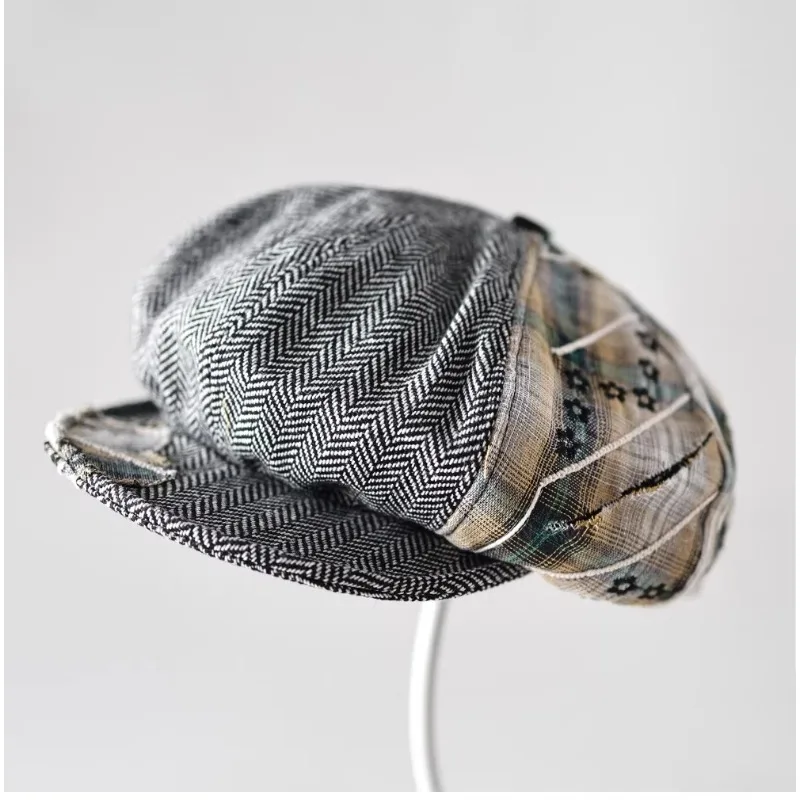 

Ретро-береты в клетку с узором «ёлочка» для женщин, весенне-осенние, для путешествий, повседневные, универсальные, в литературном стиле, кепки-газетчики