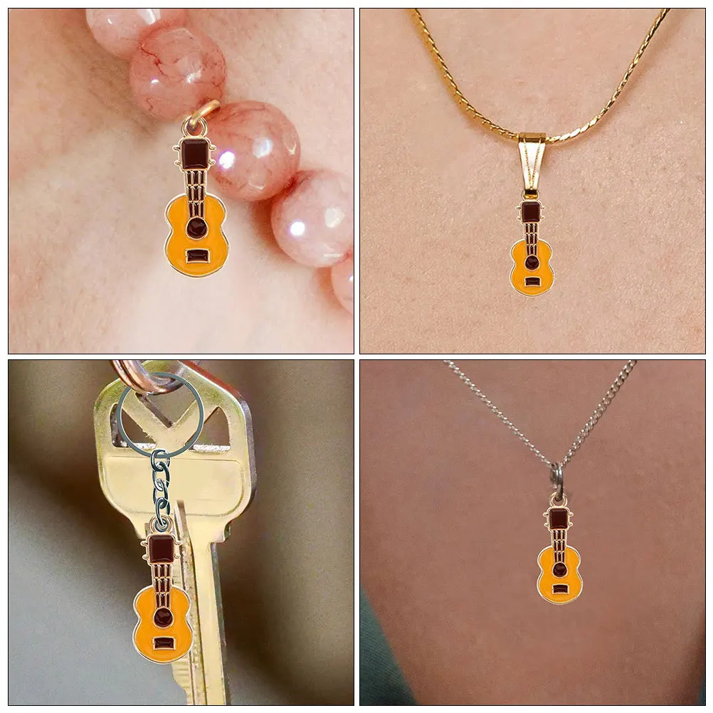 

25 Pcs Musical Instrument Guitar Pendant Necklace Diy Craft Supplies Beads Charm Concert Alloy Decorative Charms Crafting