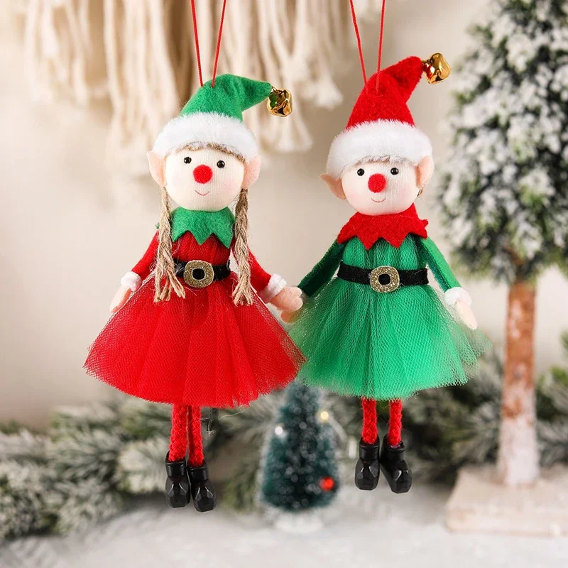 Christmas Tree Ornaments Cute Elf Plush Dolls Small Hanging Holiday Decorations For Home Hot Sale