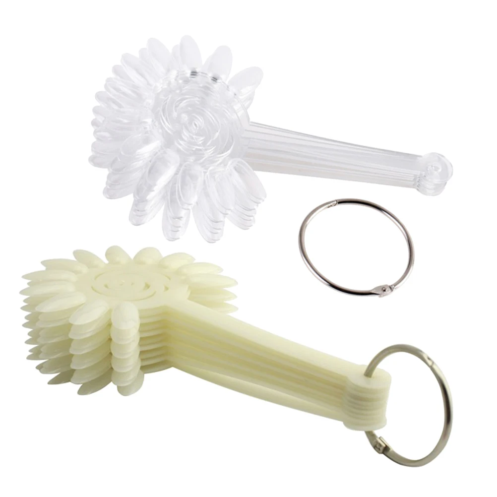 

2pcs 120 Tips Nail Design Sunflower Shaped Board Display Practice Sticks Wheel with Split Ring Holder (Natural and Transpare