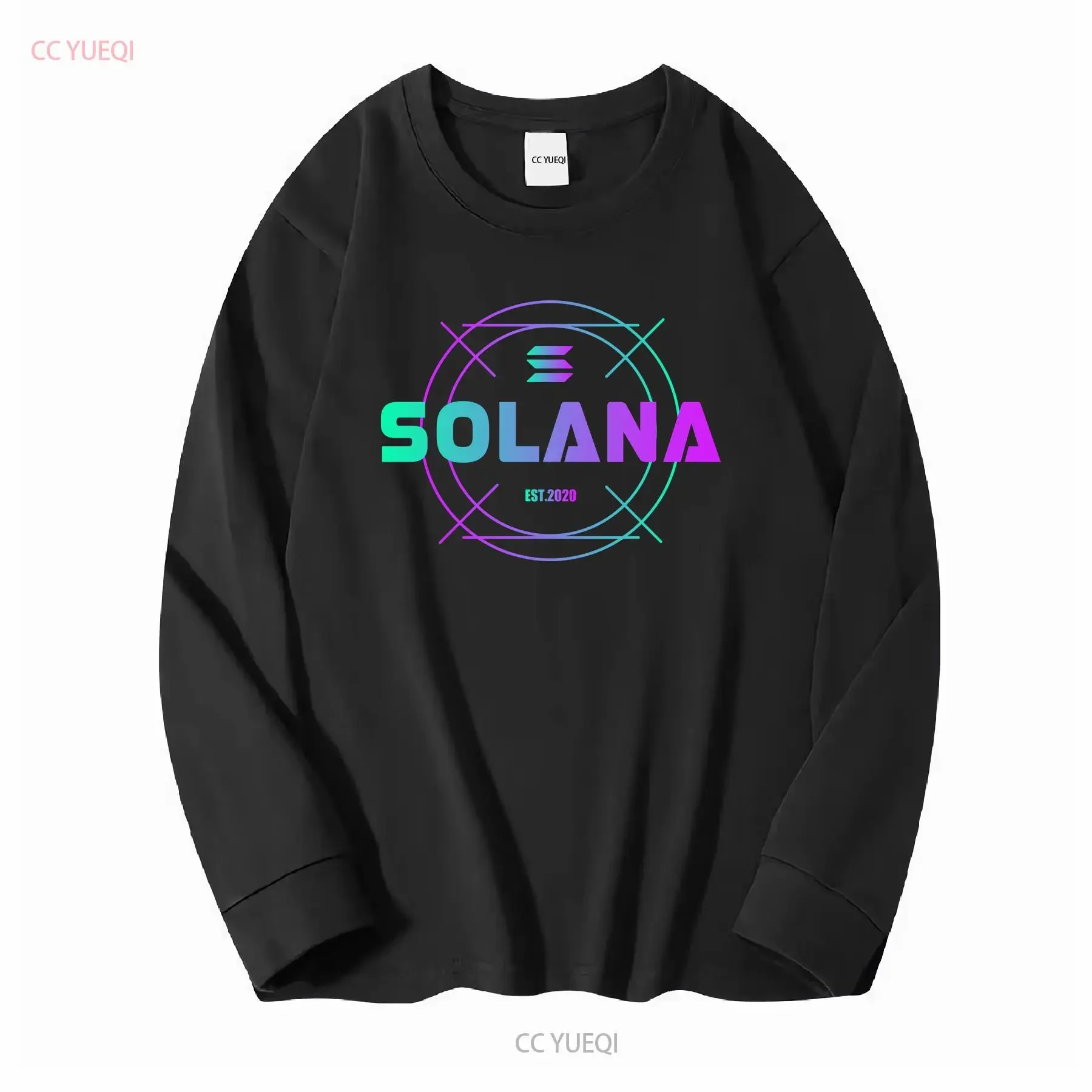 تي شيرت Solana Coin Crypto Cryptocurrency تي شيرت Blockchain SOL عتيق مغسول ملابس الشارع الشهير مصمم ملابس عصرية ممتدة