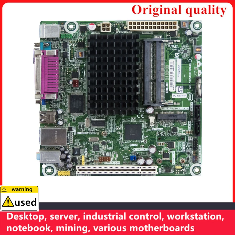 For Atom CPU For Intel D525MW D525 NAS Workstations Used 100% Tested Original Brand Industrial Motherboard Mainboard with CPU