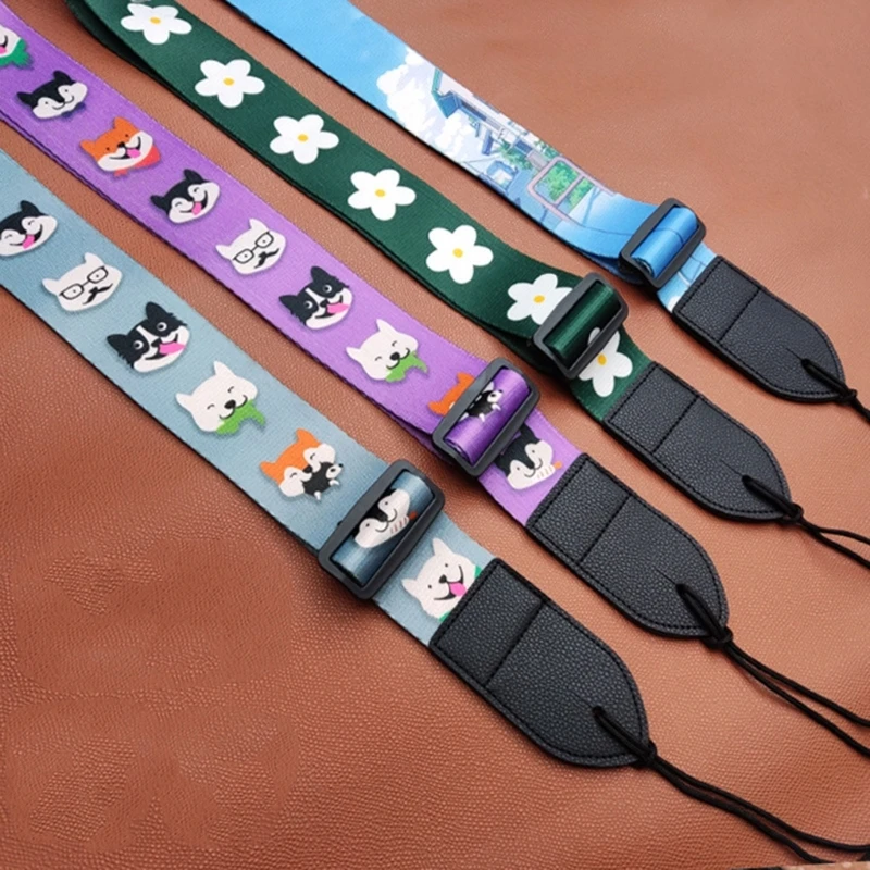 Adjustable Guitar Strap Printed Guitar Shoulder Strap Electric Guitar Shoulder Belt Guitar Accessories for Ukulele Bass