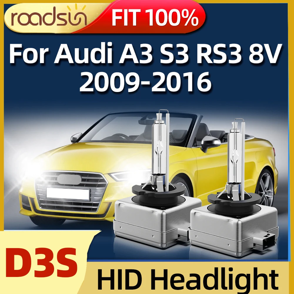 

Roadsun 2PCS 6000K White HID Xenon Car Headlight 35W Light Bulbs For Audi A3 S3 RS3 8V 2009 2010 2011 2012 2013 2014 2015 2016