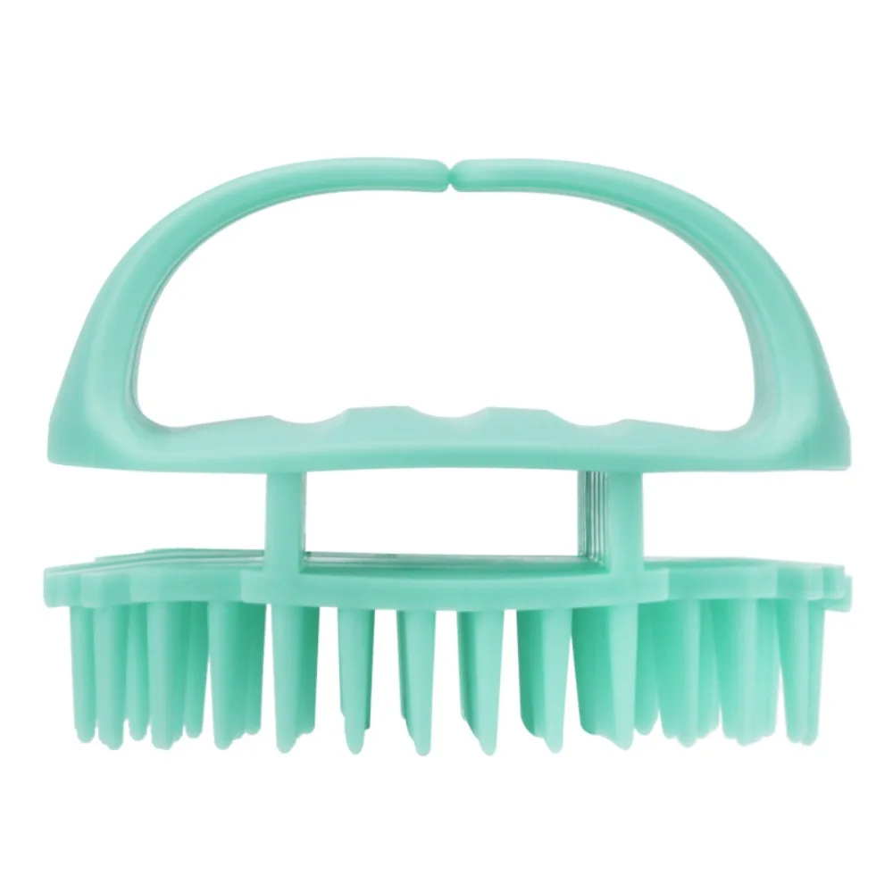 Green Shampoo Brush Soft Silicone Bristles Dual Use Shower Hair Brush Hair Scalp Massage Scrubber Wet Dry Hair Care