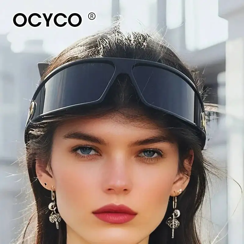    الفاخرة عقال النظارات الشمسية النساء أزياء العلامة التجارية مصمم إطار كبير نظارات شمسية الشارع التصوير نظارات UV400 ظلال