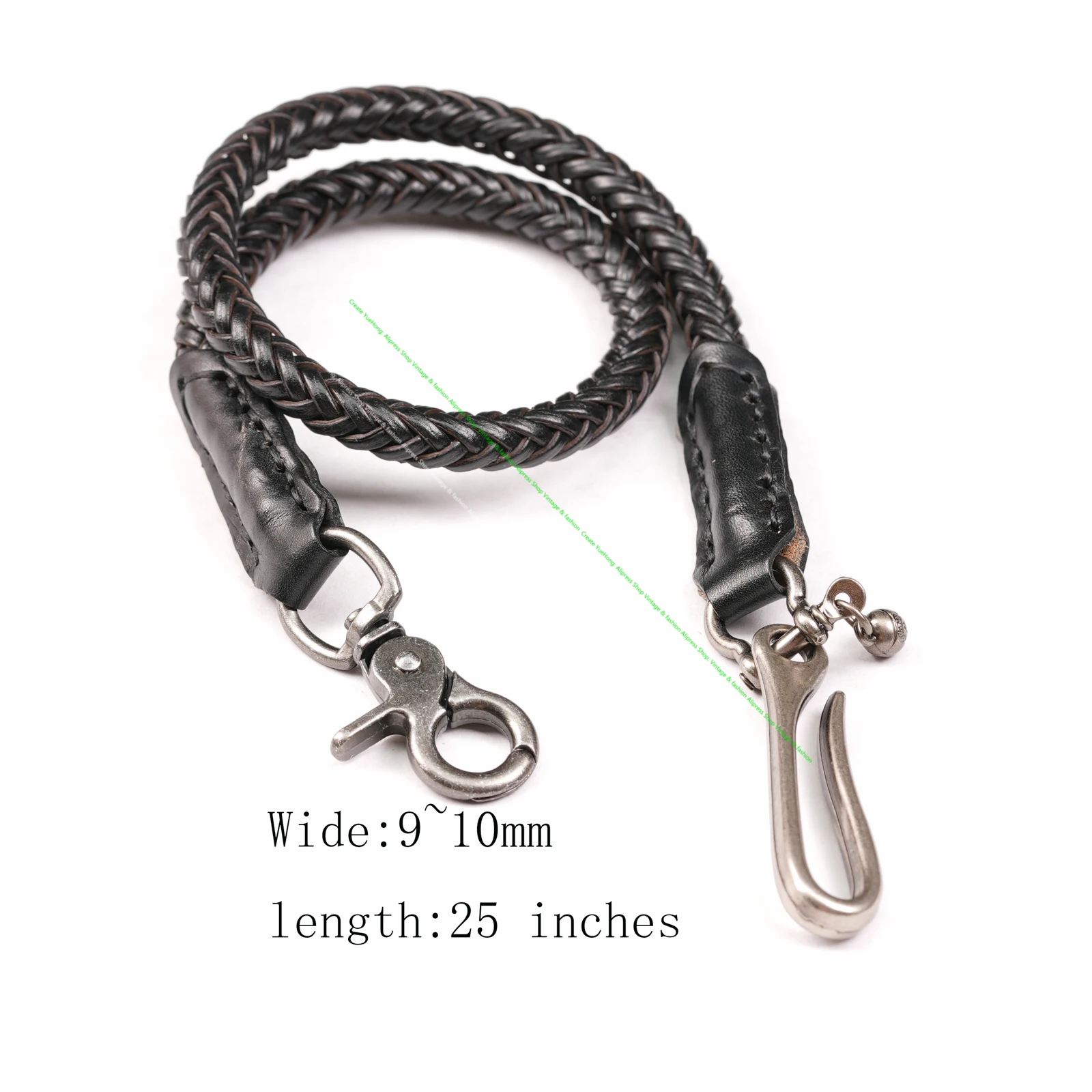 Cadena de cintura para hombre de 25 pulgadas, estilo clásico punk biker, de cuero genuino, hecha a mano, para llavero, jeans, billetera y pantalones, accesorios de ropa rockero