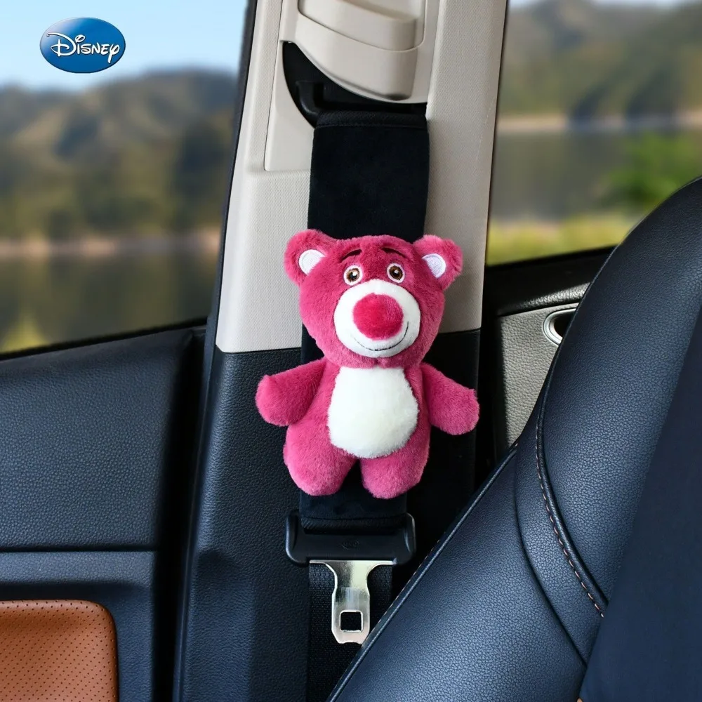 

Disney Cute Strawberry Bear Car Interior Seat Belt Shoulder Cover Cute Women's Soft Ornament Protective Cover