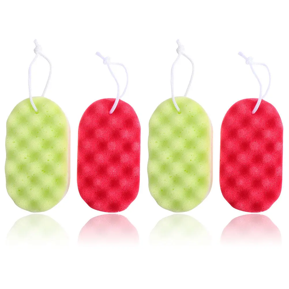 4Pcs Wear-Resistant Adults Bath Sponge Supple Delicate Body Scrubber for Sensitive Skin Home Bathroom Supply Comfortable Shower