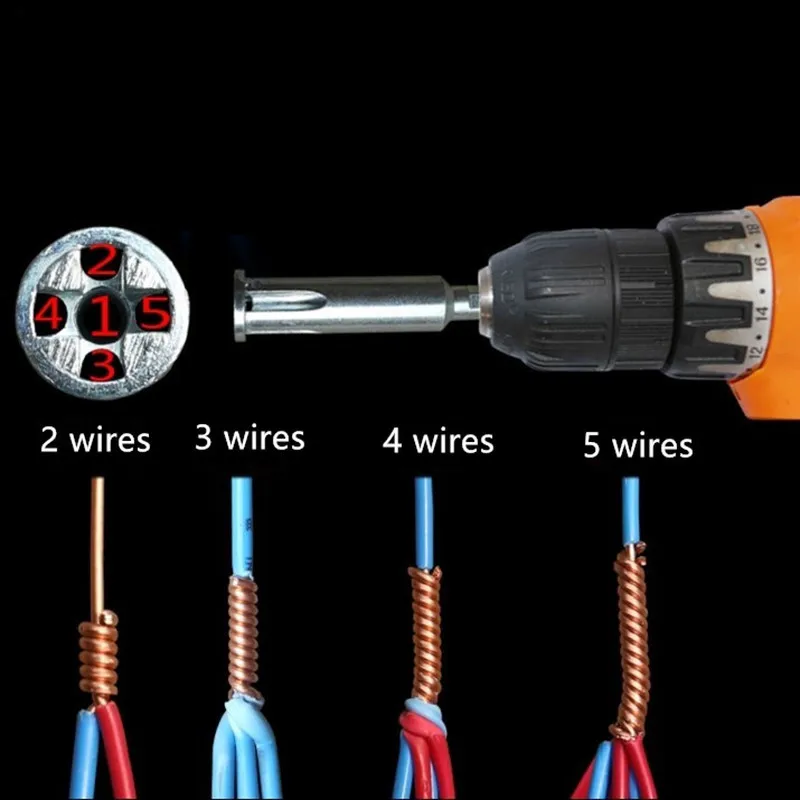 Imagem -04 - Ferramenta de Torção de Fio Elétrico Conector Rápido Ferramenta Twist Wire para Drivers Power Drill Stripping And Peel Cabo Elétrico Twister Eletricista