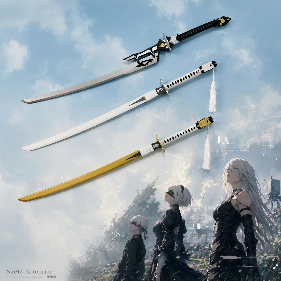 47inch Nier Automata YoRHa A2 Katana Anime Cosplay Prop Sword Ninja Knife Blade Sabre Real Size 1:1 Scale Wood Material Toy Gift